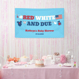 Red White and Due Baby Dusche Kleidung 4. Juli Banner