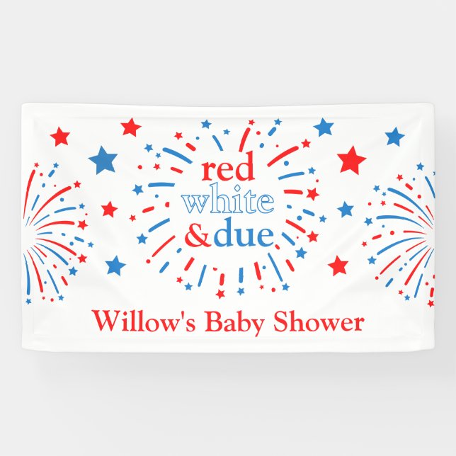 Red White and Due Baby Dusche Vinyl Banner (Horizontal)
