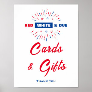 Red White and Due Baby Duschkarten und Geschenke U Poster