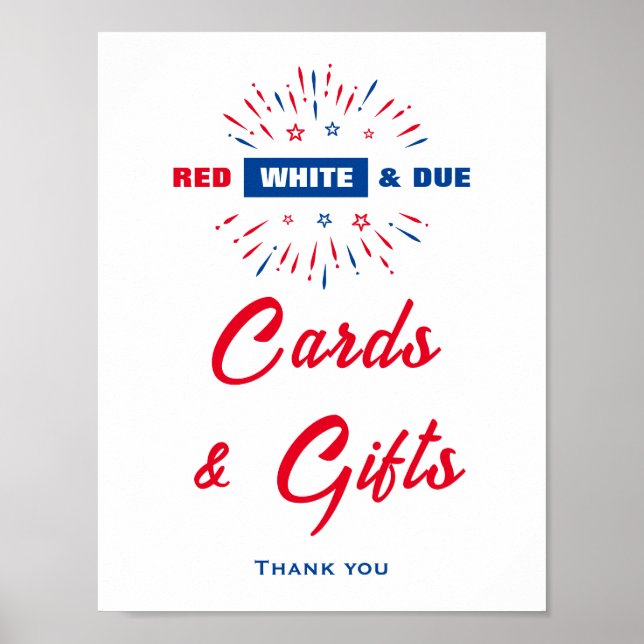 Red White and Due Baby Duschkarten und Geschenke U Poster (Vorne)