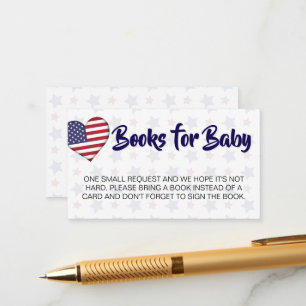 Red White and Due Book Request Baby Dusche Begleitkarte