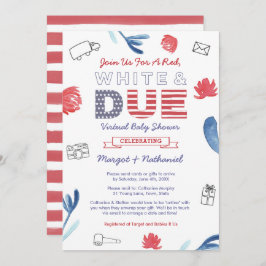 Red White and Due Patriotic Virtual Baby Dusche Einladung