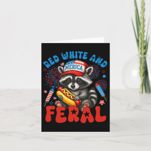 Red White and Feral Funny Funny Raccoon US 4. Juli Karte