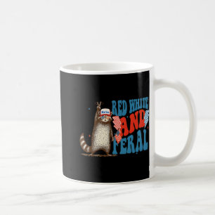 Red White and Feral Funny Trump Raccoon 4. Juli Kaffeetasse