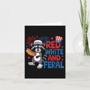 Red White and Feral Niedlich Raccoon Merica Usa In Karte