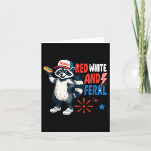 Red White and Ferry Funny Funny Patriotic Raccoon Karte
