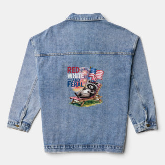 Red White and Ferry Raccoon Jeansjacke