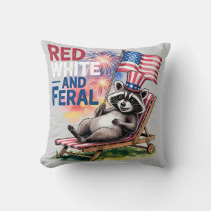 Red White and Ferry Raccoon Kissen