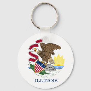 Red White and Gold Eagle Flag of Illinois Schlüsselanhänger