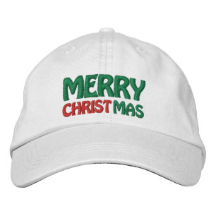 Red White and Green Frohe Weihnachten Bestickte Baseballkappe