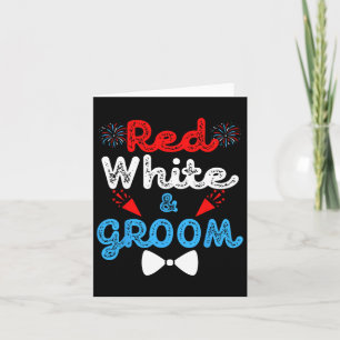 Red White and Groom Funny Wedding Party 4. Juli Karte