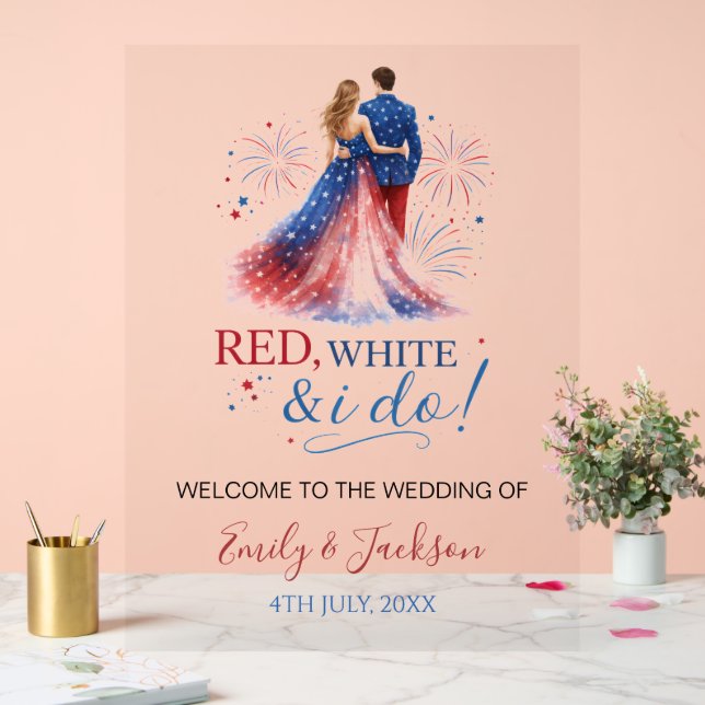 Red White and I do Wedding Welcome Acrylschild (Hochzeit)