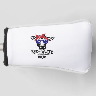 Red White and Moo Patriotic Cow Amerikanische Unab Golf Headcover