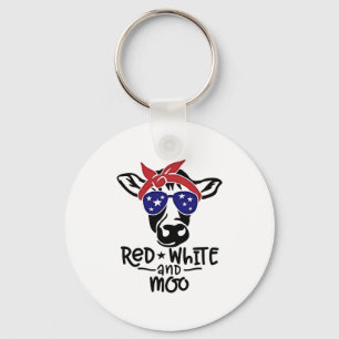 Red White and Moo Patriotic Cow Amerikanische Unab Schlüsselanhänger