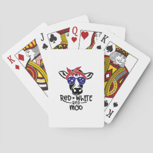 Red White and Moo Patriotic Cow Amerikanische Unab Spielkarten