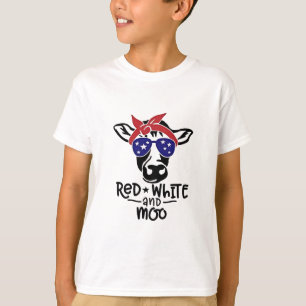 Red White and Moo Patriotic Cow Amerikanische Unab T-Shirt