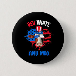 Red White and Moo Patriotic Kuh Bauer 4. Juli Button