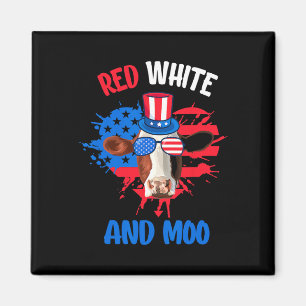 Red White and Moo Patriotic Kuh Bauer 4. Juli Magnet