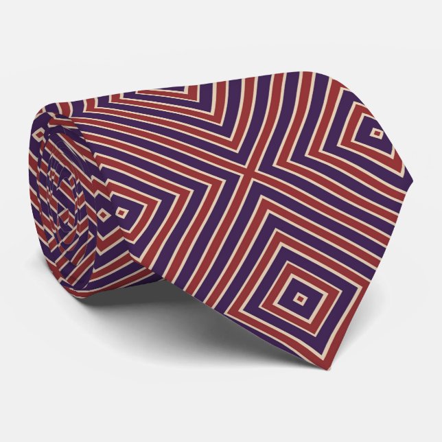 Red White And Purple Striped Diamond Pattern  Krawatte (Gerollt)