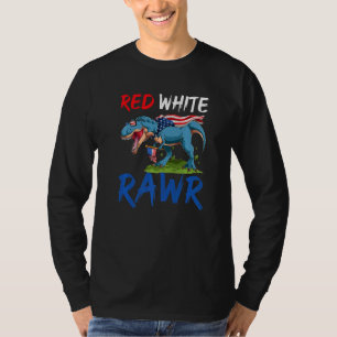 Red White and Rawr Usa Patriotic 4th Of July Dinos T-Shirt