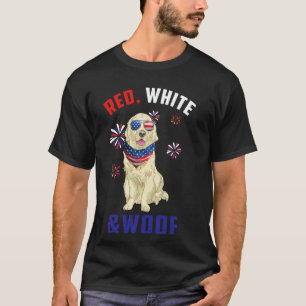 Red White and Woof Cream Golden Retrieve Dog 4. o T-Shirt