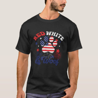 Red White and Woof Patriotic Dog Lover USA Flag 4t T-Shirt
