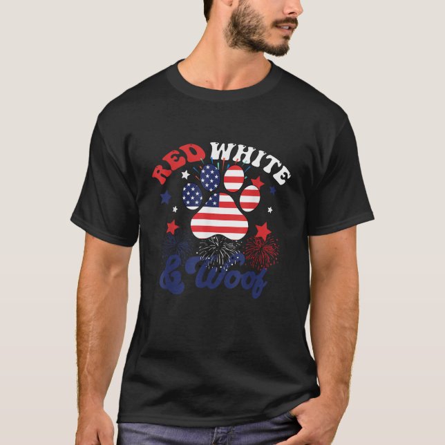 Red White and Woof Patriotic Dog Lover USA Flag 4t T-Shirt (Vorderseite)