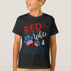 Red White and Woof Patriotic Dog Lover Usa Flag 4t T-Shirt