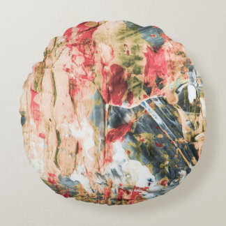 Red white and yellow abstract painting rundes kissen