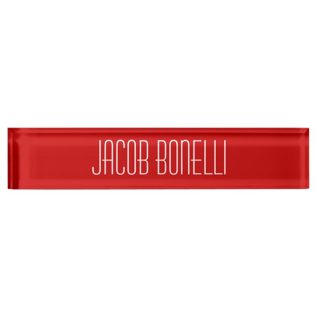 Red White Attractive Charming Business Namplate Namensplakette (Vorderseite)
