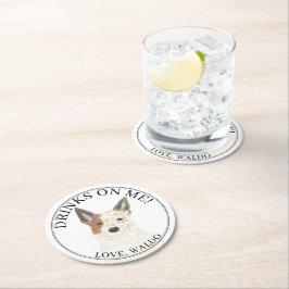 Red & White Australian Cattledog Heeler Wedding Runder Pappuntersetzer