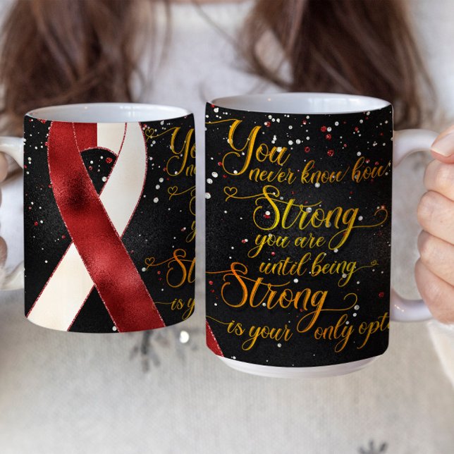 Red White Awareness Ribbon Tasse Design (Von Creator hochgeladen)