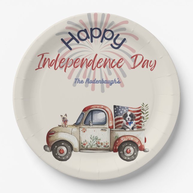 Red White & Bang 4. Juli Paper-Teller Pappteller (Vorderseite)