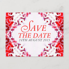 Red White Batik Save the Date Postcard Ankündigungspostkarte