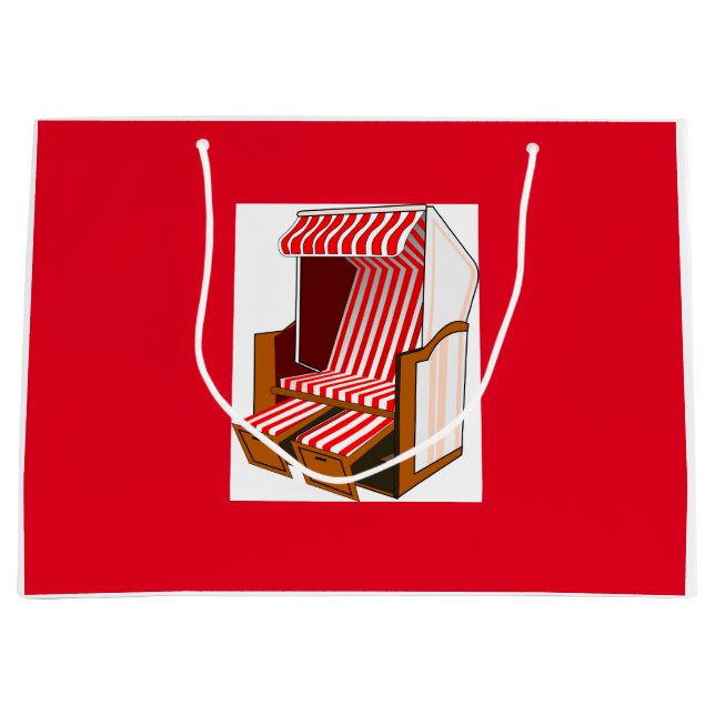 Red & White Beach Sessel Thema Party Geschenktasch Große Geschenktüte (Vorderseite)