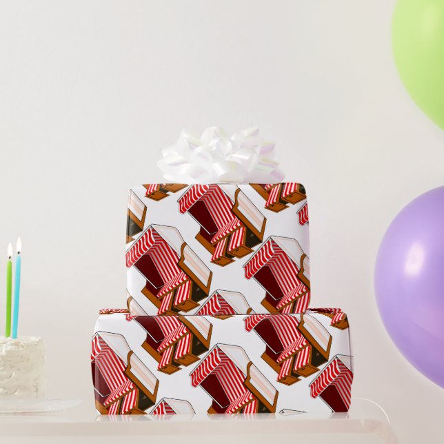 Red & White Beach Stairs Thema Umschlagpapier Geschenkpapier (Partygeschenke)