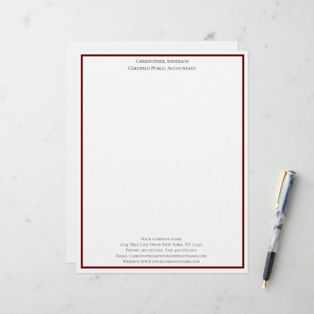 Red White Beruflich Business Personalisiert Briefbogen (Vorderseite/Rückseite Beispiel)