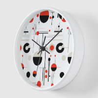 Red white black Bauhaus geometric shapes pattern