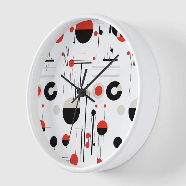 Red white black Bauhaus geometric shapes pattern Uhr (Winkel)