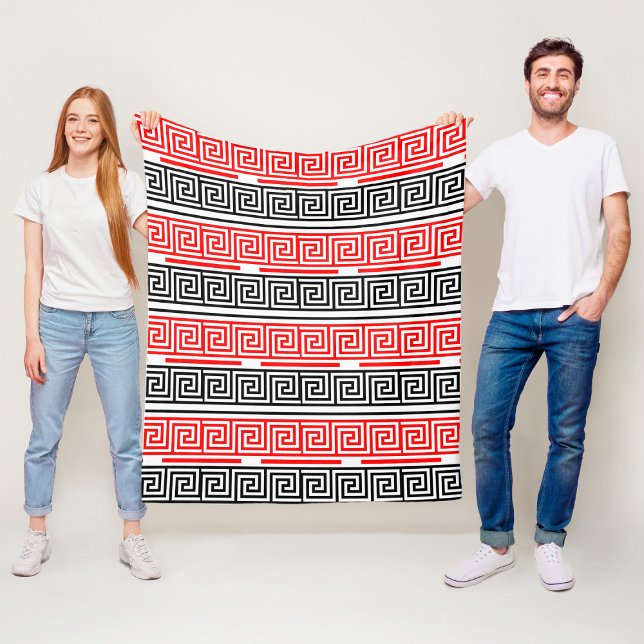 Red White Black Grikey Fret Pattern Design Fleecedecke (Von Creator hochgeladen)