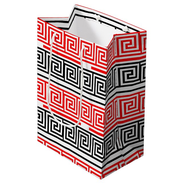 Red White Black Grikey Fret Pattern Design Mittlere Geschenktüte (Von Creator hochgeladen)