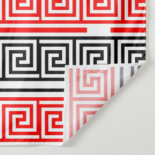Red White Black Grikey Fret Pattern Design Stoff