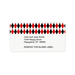 Red White Black Harlequin Diamond Pattern Adressaufkleber