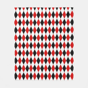 Red White Black Harlequin Diamond Pattern Fleecedecke