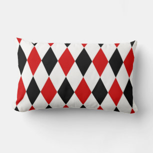 Red White Black Harlequin Diamond Pattern Lendenkissen