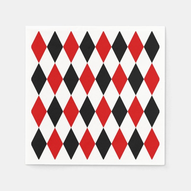 Red White Black Harlequin Diamond Pattern Serviette (Vorderseite)