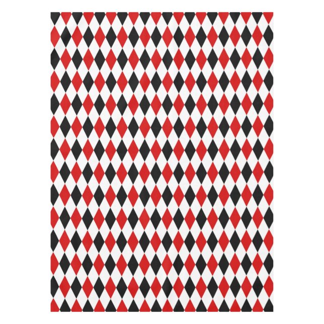 Red White Black Harlequin Diamond Pattern Tischdecke (Vorderseite)
