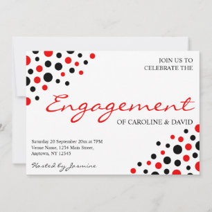 Red White Black Informal Engagement Party Einladung