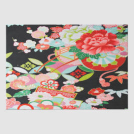 Red White Black Japanisch Kimono Floral Decoupage Seidenpapier