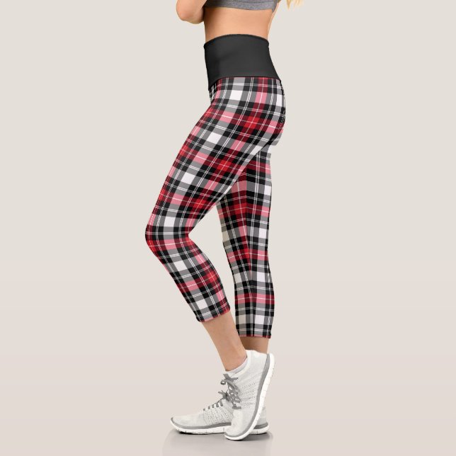 Red White Black Kariert Capri Leggings (Links)